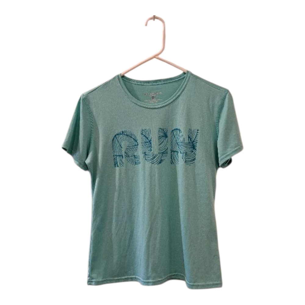 Brooks for Women short sleeve T-Shirt run graphic aqua color size M
